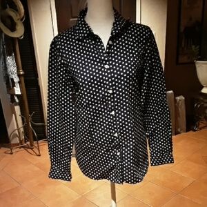 Black and White Polka Dot Button-Up Shirt
